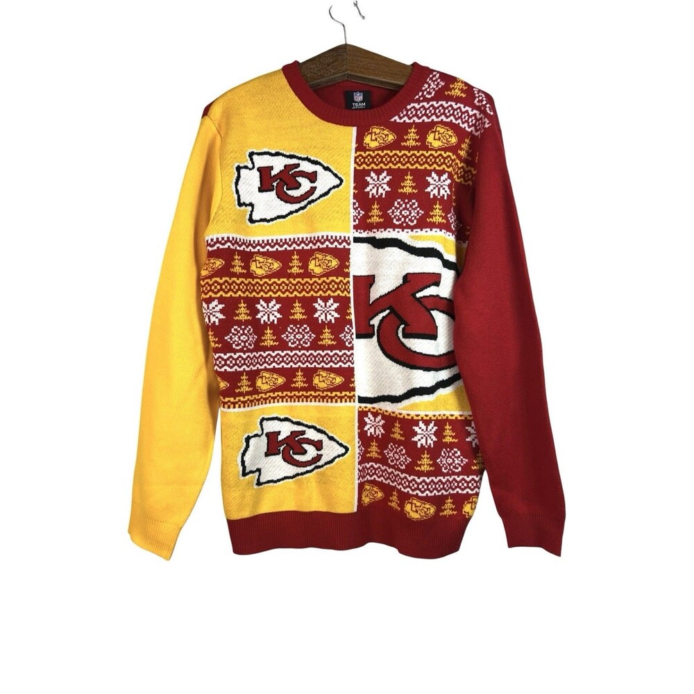 Kansas City Chiefs Ugly Christmas Sweater Mens L NFL Team Apparel Holiday Knit